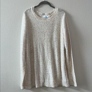 Elegant Cream Sequin Detail Sweater size xxl EUC